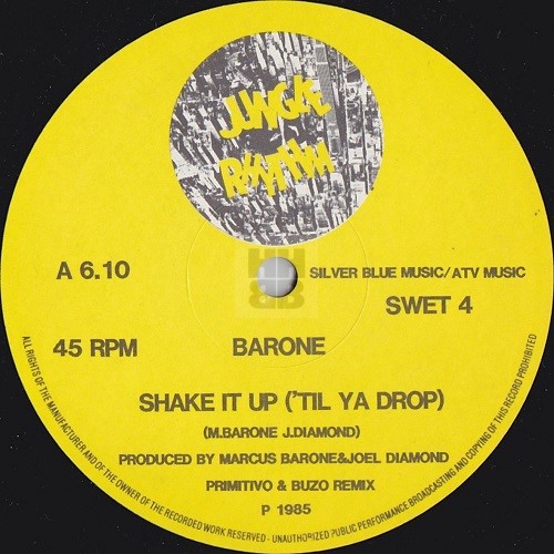 Image of Barone 'Shake it up' UK release label.